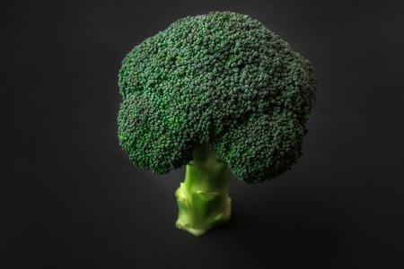 Healthy eating, fresh green broccoli tree on dark backgroundの写真素材
