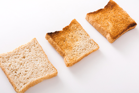 Toasted bread gradient isolated at white background. Bakery and grocery conceptの写真素材