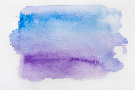 Abstract watercolor painted texture background. Violet and blue colors on white for copy spaceの写真素材