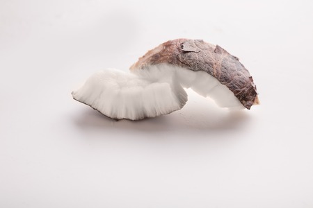 Coconut pieces isolated on a white background. Fruit, food, tasty concept. Nutritious exotic nuts.の写真素材