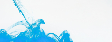 Blue abstract stains on white background, copy space, panoramaの写真素材