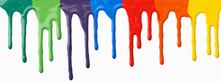 Clorful paints dripping on white background. Abstract painting concept