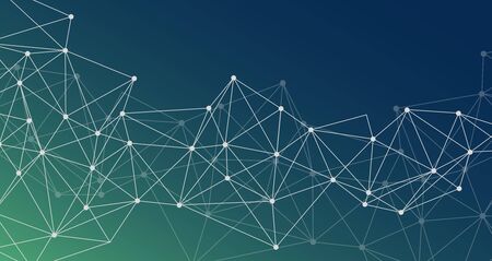 Abstract digital background. Technology network with connections on blue background, panorama, copy...