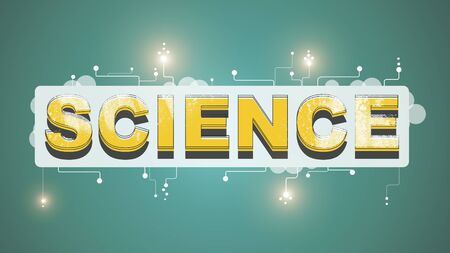 Word Science with glowing stars on green background, panoramaの写真素材