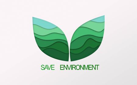 Ecosystem protection concept. Creative paper composition with text save environmentの写真素材