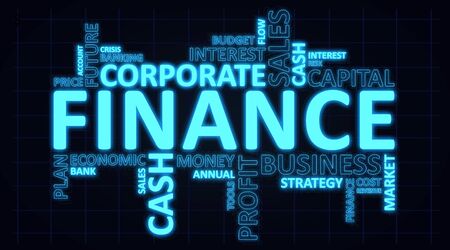 Financial Background. Creative Wordcloud Collage Of Words Related To Finance, Money And Business Concept. Panoramaの写真素材