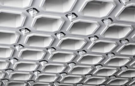 Abstract wallpapers or backgrounds with pattern of cubes ceiling, modern interior, seamless patternの写真素材