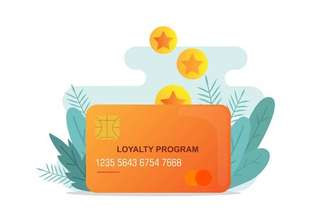 Consumer friendly marketing concept. Loyalty card with adding bonus points on white background, vector illustration in flat styleのイラスト素材