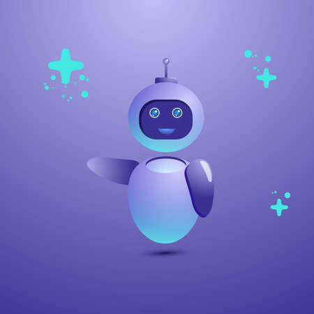 Cartoon style image of modern robot over purple background artificial intelligence conceptのイラスト素材