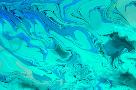 Abstract painting technique. Water with acrylic paints press waves. Modern art marble liquid textureの写真素材