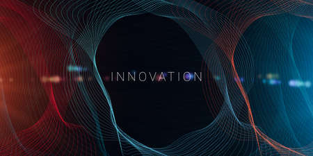 Abstract Technologic Background For Innovation Concept With Digital Waves Wire Flow, Modern...