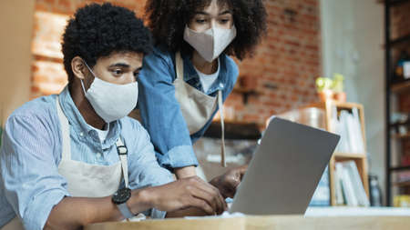 Health protection after covid-19 quarantine and new normal. Millennial busy african american married...