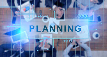 Creative Collage For Planning Concept With Business Team On Corporate Meeting Analyzing Company...