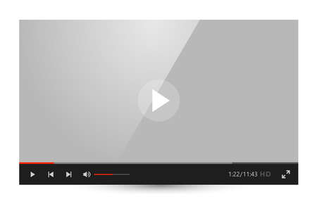 Video player template for web and mobile apps, vector illustration in flat style. Movie recorder pc mockupのイラスト素材
