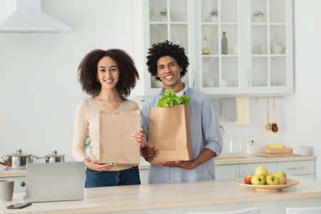 Shopping for food in free time, vegetables for proper nutritionの写真素材