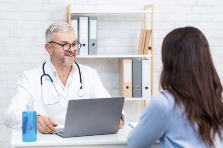 Modern consultation with doctor and devices for work of specialist in clinic