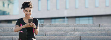 Urban style outdoor, modern gadgets and mobile app