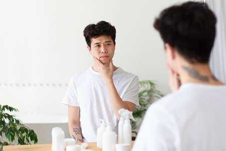 Maybe shave. Morning procedures and male careの写真素材