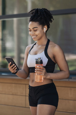 After pandemic reality and online workout outdoorの写真素材