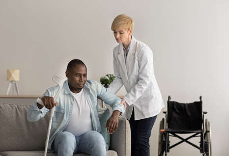 Support for disabled person during rehabilitation in clinic and home