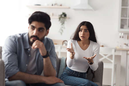 Relationship problems, claims, screams, negative emotions during covid-19 quarantineの写真素材