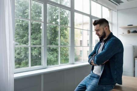 Feeling lonely, depression, work and health problems, anxiety and agoraphobiaの写真素材