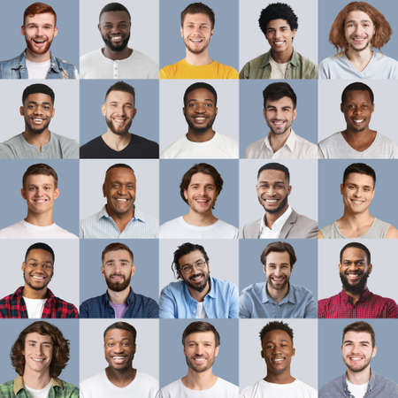 Multiethnic men different ages showing positive emotionsの写真素材