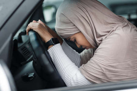 Problems and difficulties on road, accident and human emotionsの写真素材