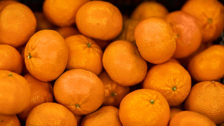 Top view of juicy ripe orange tangerinesの写真素材