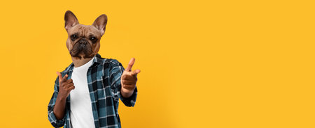 African Guy With Dog Head Pointing Fingers At Cameraの写真素材