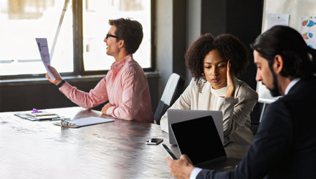 Multiethnic corporate team olleagues working in modern office