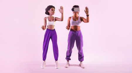 Black woman exploring virtual game world with 3D avatar, collage