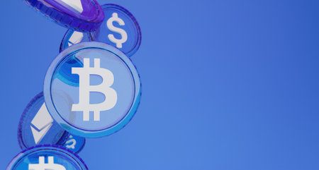 Bitcoin Cryptocurrency Exchange, Buy Sell Crypto, 3D Illustrationの写真素材