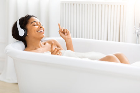 Relaxing bath time with music and peace