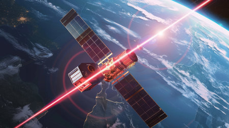 Satellite Orbiting Earth at the Edge of Spaceの素材