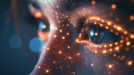 Close-up of a Human Eye With Digital Overlay, Futuristic Vision Conceptの素材