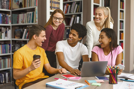 Enthusiastic teenager sharing his ideas with classmatesの写真素材