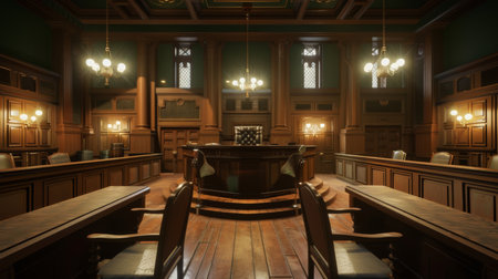 Elegant Courtroom Interiors During Quiet Hoursの素材