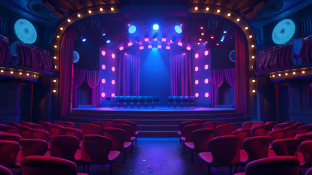 Theater With Red Seats and Stageの素材