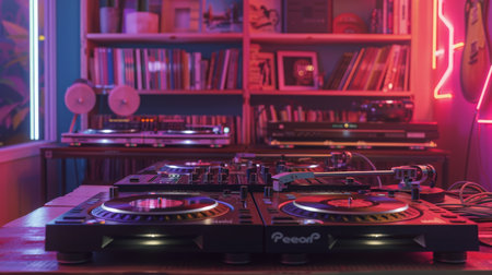 DJ Equipment in a Music Studioの素材