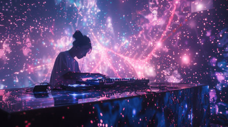 DJ Mixing Under Starry Projectionの素材