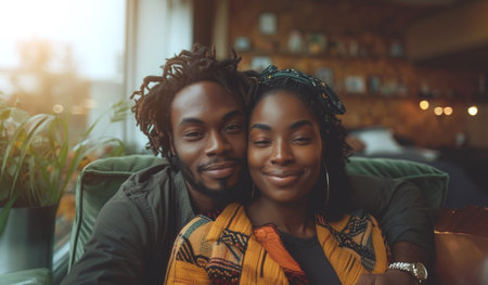 Couple Smiling In Home Interiorの素材