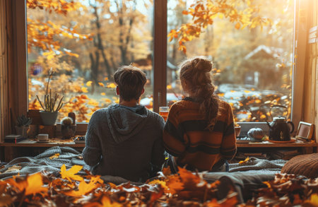 Couple Enjoying Autumn Viewの素材
