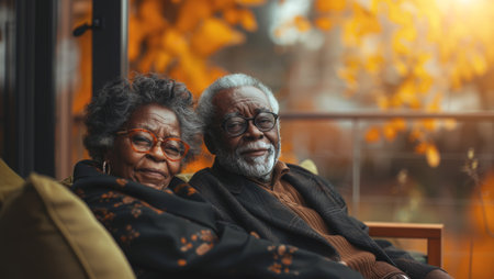 Senior Couple Relaxing In Front Of Windowの素材