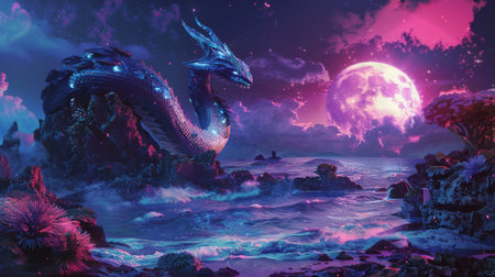 Blue Dragon Under A Pink Moonの素材