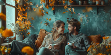 Couple Enjoying Cozy Autumn Dayの素材
