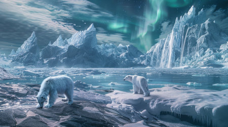 Polar Bears Under the Northern Lightsの素材