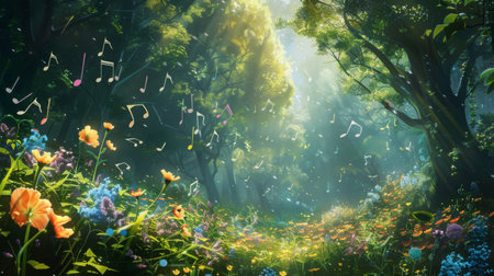 Lush Green Musical Forest Pathの素材