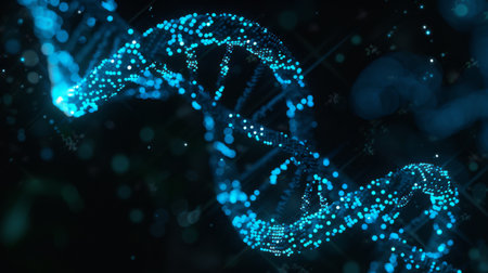 Blue Digital DNA Model on Dark Backgroundの素材