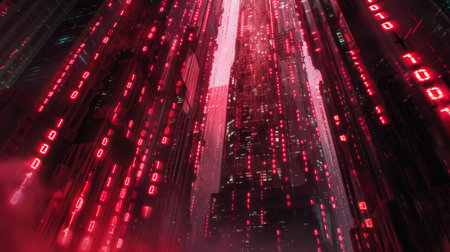 Red Binary Code Cascading Downの素材